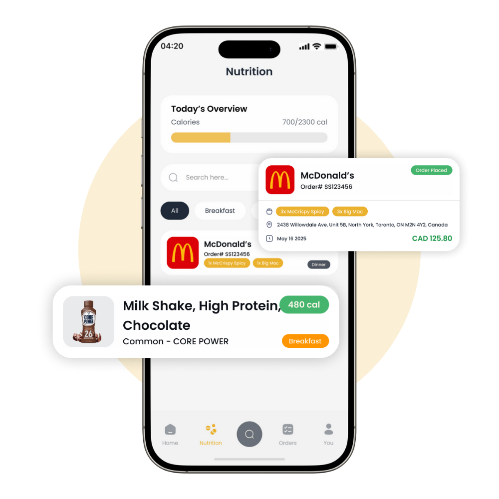Mobile app interface